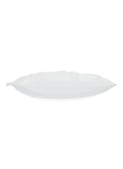 Buy Tropical Leaf Shaped Porcelain Platter White 39 x 16 cm in Saudi Arabia