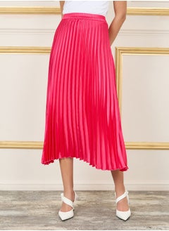 Buy Satin High Rise Pleated Midi Skirt in Saudi Arabia