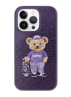 Buy Embroidery and Emboss designed Phone Case for iPhone 14/ 14 Pro/ 14 Pro Max - Purple in UAE