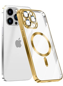 Buy Magnetic for iPhone 15 Pro Case with MagSafe [Support Wireless Charging] Clear TPU Shockproof Protective Phone Cover for iPhone 15 Pro Case with Integrated Camera Lens Protector Gold in Egypt