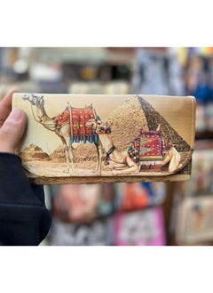 Buy Women's book and wallet, size 20*10 cm, leather wallet for women and girls for money, cards and mobile phones in various Pharaonic shapes, design No. 6 in Egypt