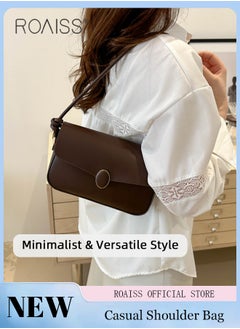 Buy Stylish Retro Square Shoulder Bag for Women Trendy Minimalist Versatile Underarm Bag Ladies Girls Trendy Handbag Baguette Purse with Spacious Capacity and Hardware Buckle in UAE