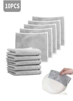 Buy Multipurpose Wire Cleaning Cloths, 10 Pack Multipurpose Dishwashing Rags Non-Scratch Wire Dish Cloths Dishcloth Scrubs Cleans for Dishes, Sinks, Counters, Stove Tops in UAE