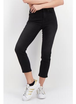 اشتري Women Regular Fit Solid Denim Jeans, Black في الامارات