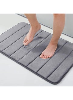 اشتري Foam Bath Mat, 50 x 80 cm, Soft Non-Slip Bathroom Rug, Super Absorbent Bath Mats for Bathroom Floor, Machine-Washable Dry Bath Rug Foot Mat, Grey في السعودية