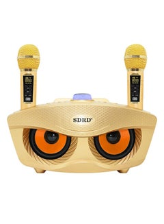 Buy SDRD SD-306Plus BT Speaker 30W Karaoke Player Dual bluetooth 4.2 Speaker Family KTV Stereo Mic Big Sound Speaker with 2 Wireless Microphones | Gold in Saudi Arabia