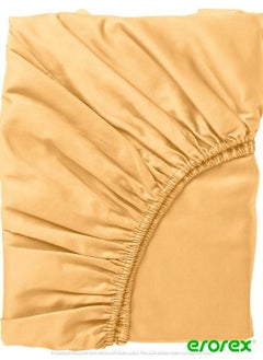 Buy Fitted sheet yellow 90x200 cm in Saudi Arabia