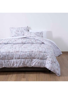 اشتري Brush Grid 3-piece Microfiber Comforter Set 240x260cm - Mauve في الامارات