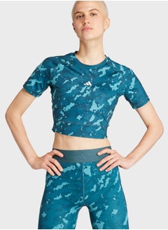 Buy Techfit Camo Print Crop Training T-Shirt in UAE