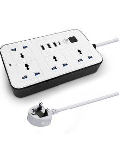 Buy Universal Extension Cord with 4 Power Socket and 3 USB Slots 5 meter 4 Way Power Strip with USB type C PD Charging slot Extension Lead 5 meter in UAE