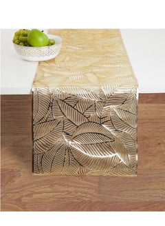 اشتري Gold Table Runner Ramadan Runner Leaf Laser Cut Table Mat Cloth for Kitchen Living Room Home Coffee Party Decor 180X35cm في السعودية