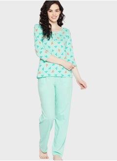 اشتري Printed Top & Pyjama Set في الامارات