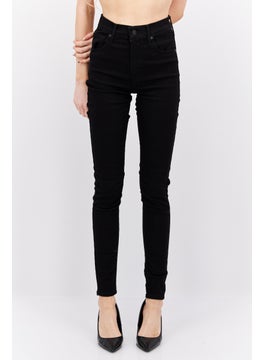 Buy Women Skinny Fit Plain Stretchable Jeans, Black in Saudi Arabia