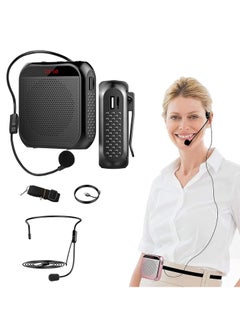 Buy Voice Amplifier with Wired Microphone Headset, Portable Rechargeable PA System Speaker Personal Microphone Voice Amplifier, Teacher Speaker, Tour Guide/Coaching Course/Yoga/Fitness (Black) in Saudi Arabia