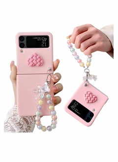 Buy Case for Samsung Z Flip 4 with Strap, Case with Wrist Strap, Fit for Hard PC Z Flip 4 Phone Case with Heart Bear Anti-Scratch Anti-Fingerprint Protective Case for Samsung Galaxy Z Flip 4 - Pink in UAE