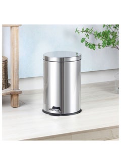 Buy Falcon 12L Stainless Steel Dustbin 25X25X39 Cm Chrome in UAE