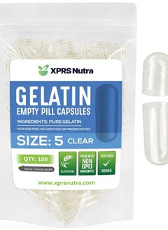 اشتري Size 5 Empty Capsules - 100 Count Clear Very Small Empty Gelatin Capsules - Empty Pill Capsules for DIY Capsule Filling - Fillable Pill Capsules Empty Gel Caps في الامارات