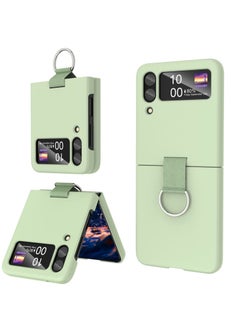 Buy for Samsung Galaxy Z Flip 4 Case with Ring, Shockproof Heavy Duty Silicone Protective Cover Phone Case for Galaxy Z Flip 4 5G-Green in UAE