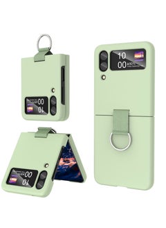 اشتري for Samsung Galaxy Z Flip 4 Case with Ring, Shockproof Heavy Duty Silicone Protective Cover Phone Case for Galaxy Z Flip 4 5G-Green في الامارات