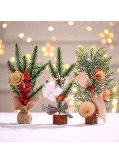 Buy 3Pcs 10" Artificial Mini Festival Tree for Table Desk Decorations Home and Office Tables Small Xmas Trees in UAE