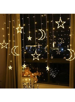 Buy LED String, Stars and Moon Window Curtain Lights, LED Star And Moon Shaped Decorative Light Set, Connectable Window Lights, Waterproof Ramadan Decoration, Warm White in Saudi Arabia