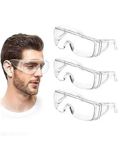 اشتري Anti Fog Safety Glasses, 3 Pcs Safety Goggles over Eyeglasses, Anti Dust Impact, Scratch Resistant Splash Proof Chemical Clear Lens Wrap Around, Eye Protection, for Nurses Workers Architect Etc في السعودية