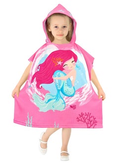 اشتري Kids Hooded Beach Towel for Girls Bath Pool Poncho Super Soft Absorbent Cotton Children Mermaid Toddler Tall 105cm to 150cm في الامارات