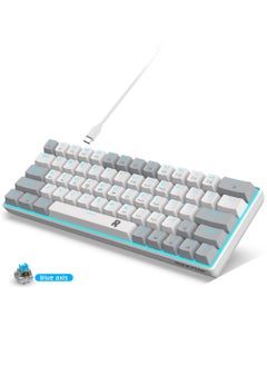 اشتري ROCK POW 60% Wired Mechanical Gaming Keyboard 63 keys Ice Blue Backlit Ultra-Compact Mini Keyboard Mini Compact Keyboard for PC/Mac Gamer Typist Easy Carry on Trip Blue Switch في الامارات