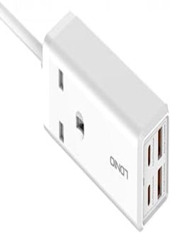 اشتري LDNIO Power strip with 1 AC socket, 2x USB, 2x USB-C SC1418, 2500W (white) في مصر