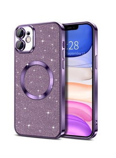 Buy iPhone 11 Case Glitter, Clear Magnetic Phone Cases with Camera Lens Protector [Compatible with MagSafe] Bling Sparkle Plating Soft TPU Slim Shockproof Protective Cover Women Girls in UAE