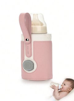 Buy Intelligent Baby Bottle Warmer with 3 Grades of Temperature Adjustment for Baby Night Feeding Traveling Outing Driving USB Milk Warmer Pink in Saudi Arabia