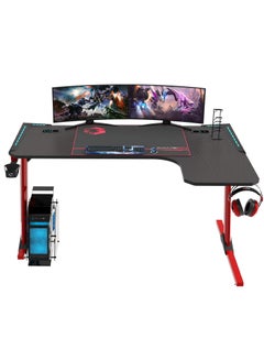 Buy GAMEON Phantom XL-R Series L-Shaped RGB Flowing Light Gaming Desk (Size: 1400-600-720mm) With (800 * 300 * 3mm - Mouse pad), Headphone Hook, Cup Holder, Qi Wireless Charger & USB Hub - Black in UAE