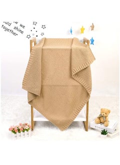 Buy Baby Blanket Knitted, 100% Cotton Knitted Cellular Toddler Blankets, Baby Nursery and Stroller Blanket for Newborn Boys and Girls (80x100cm, Khaki) in Saudi Arabia