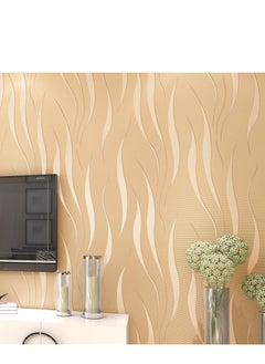 اشتري Self-Adhesive 3D Embossed Wallpaper Beige Waterproof Wall Covering Wallpaper Cabinet Furniture Countertop Shelf Liner Wall Paper في الامارات