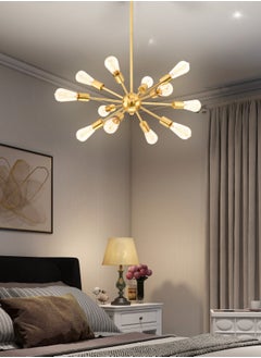 Buy 12-Light Chandelier For Kitchen Island Living Room Bedroom,Mount Ceiling Lighting,Adjustable Gold Mid Century Sphere Pendant Light in Saudi Arabia