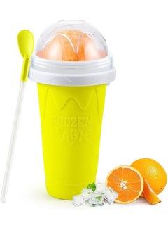 Buy Frozen Magic Slushy Cup Smoothie Cup with Lid and Straw (Yellow) in UAE