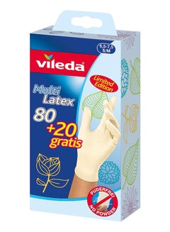 Buy Vileda Disposable Multi Latex Gloves, Powder-Free, Ambidextrous Wear,  Small/Medium, Pack Of 100, White in UAE