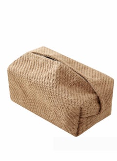 اشتري Linen Tissue Box Napkin Cover, Japanese Style Cotton And Linen Cloth Art Pumping Box Simple Homestay Concave Shape Storage Bag Creative Home Living Room Dining Table في الامارات