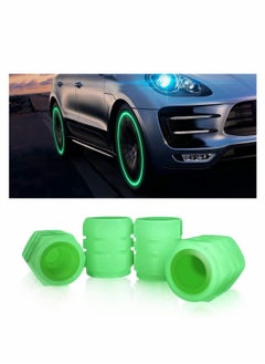 Buy Car Tire Valve Cap, 4PCS Green Fluorescence, Bike Motorcycle Noctilucous Illuminated Universal Wheel Caps for Truck Motorcycles Tires, Need Sunlight to Absorb Energy in Saudi Arabia