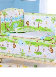 Buy 6Pcs Set Animals Printed Crib Bumper For Newborn Pure Cotton Bed Protector, Easy To Remove And Washable in UAE