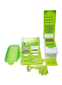 Buy 11-Piece Fruit And Vegetable Chopper And Slicer Set Green/White 1500ml in UAE