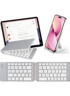 Buy Foldable Bluetooth Keyboard - Portable Wireless Keyboard Rechargeable Full Size Ultra Slim Folding Keyboard for iOS Android Windows Smartphone Tablet and Laptop in UAE