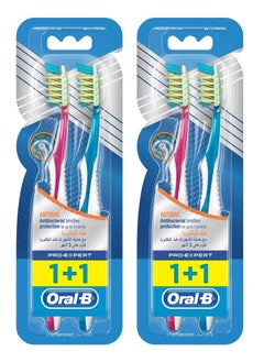 Buy Pack Of 2 Oral B Pro Expert Antibacterial Medium 1+1 Toothbrush in Saudi Arabia