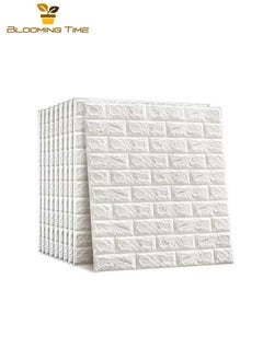 اشتري 10PCS self-adhesive 3d wallpaper, waterproof white brick pattern wall stickers living room bedroom في الامارات