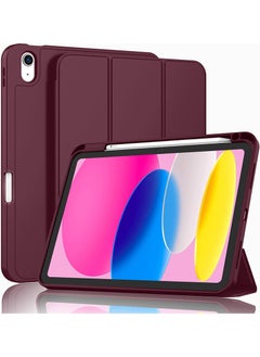 Buy SlimShell Case for iPad Air 11-inch M2 (2024), iPad Air 5th Generation (2022) / iPad Air 4th Gen (2020) 10.9 Inch - Flexible Soft Back Cover with Pencil Holder Wine Red in UAE