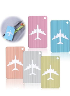 اشتري Luggage Tag, Set of 5 Aluminum Metal Suitcase Luggage Tag Handbag School Bag Suitcase Instrument Tag Name Address Tag with Information Card Paper Waterproof Card and Wire Loop في الامارات