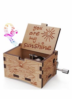 Buy Wooden Music Box, Wooden Engraved Vintage Hand Cranked Music Boxes, Gift for Child Toddler Girls Daughter Mother Love Women(You are My Sunshine) in UAE