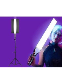 Buy RGB Hand-held LED Video Light, live streaming atmosphere light Stick Photography Light 9 Colors with foldable light barrier And Remote Control in UAE