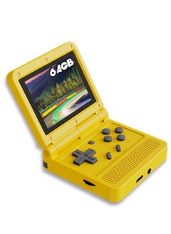 اشتري Flip Handheld Game Console with 3 inch IPS Screen Portable Mini Retro Game Console Open System 64GB TF Card Built-in Game Video Console Built-in Rechargeable Battery-Yellow في الامارات