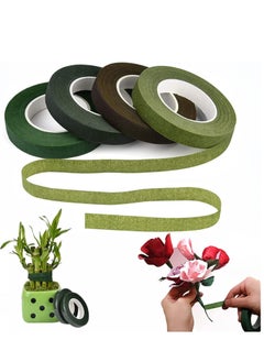 اشتري Floral Tapes for Flower Stem Wrap Tape, Bouquet Wrapping and Crafts, Wedding, Dark Green, Light Green, Grass Green, Dark Brown 4 Rolls 1/2" Wide في الامارات